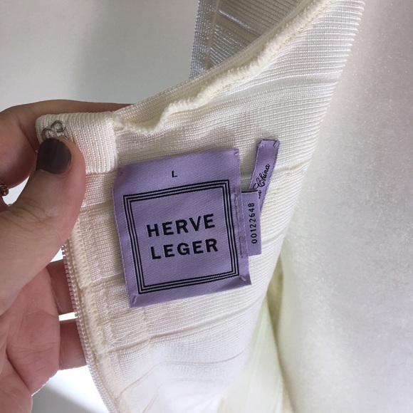 Herve Léger Authentic Bandage Dress Ivory - Picture 6 of 8